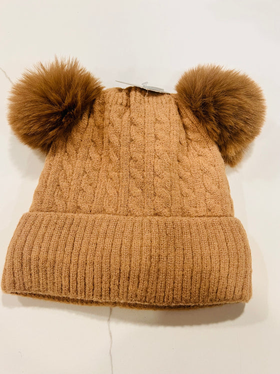 Double Pom Pom Furlined Hat