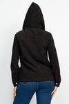 Black Corduroy Faux Fur Hoodie Jacket