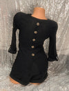 V Neck Black Button Blouse