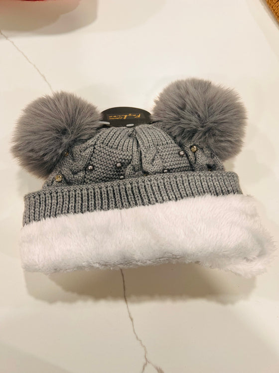 Bling Double Pom Pom Furlined Hat