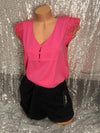 Fuschia V Neck Blouse
