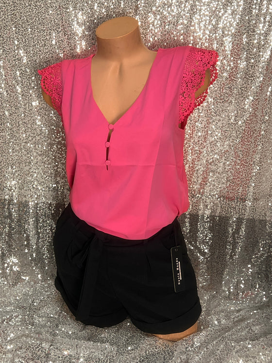 Fuschia V Neck Blouse