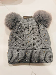  Bling Double Pom Pom Furlined Hat
