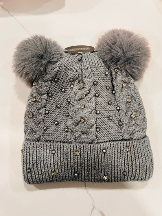 Bling Double Pom Pom Furlined Hat