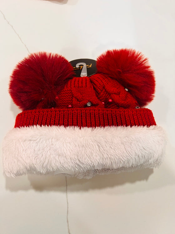 Bling Double Pom Pom Furlined Hat