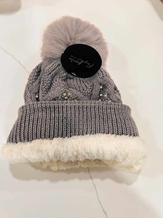 Bling Knit Fur Line Hat