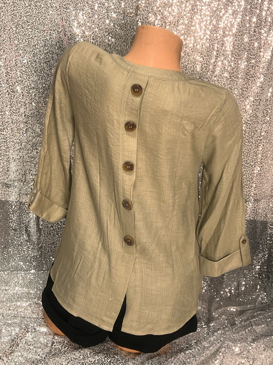 V Neck Button Blouse