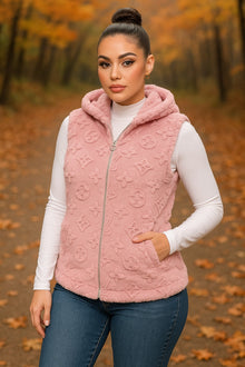  Hooded Faux Fur Vest