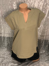 V Neck Olive Blouse