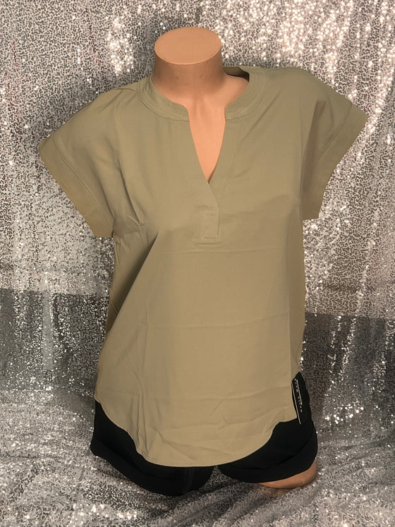 V Neck Olive Blouse