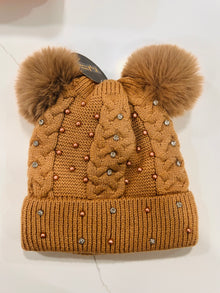  Bling Double Pom Pom Furlined Hat
