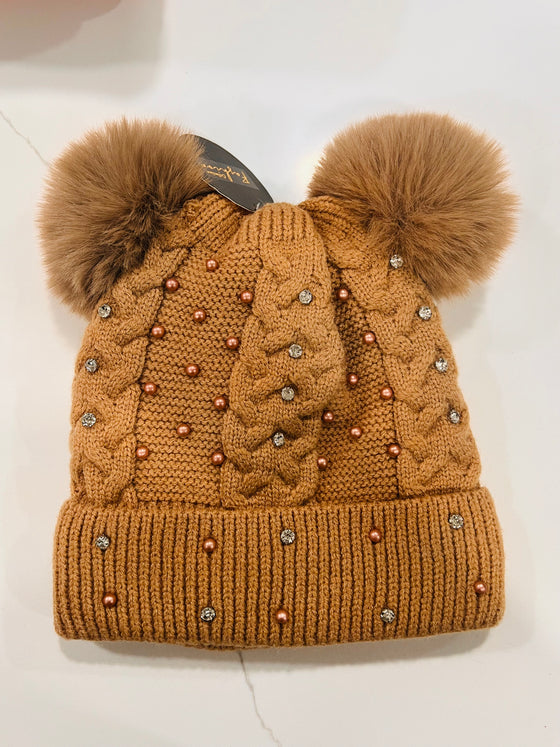 Bling Double Pom Pom Furlined Hat