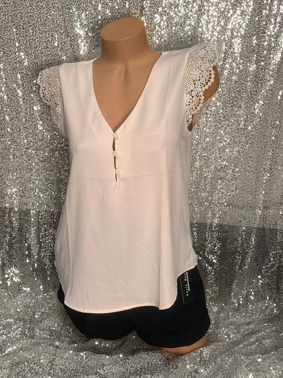 Ivory V Neck Blouse