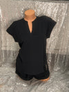 V Neck Black Blouse