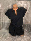 V Neck Black Blouse