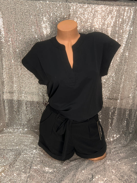 V Neck Black Blouse