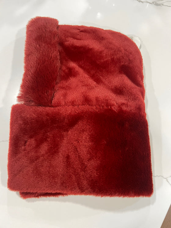 Red Faux Fur Hood