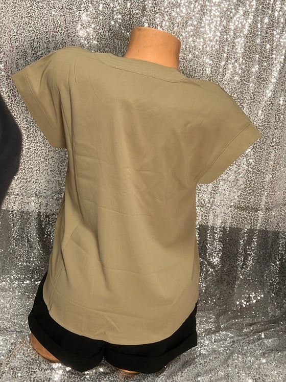 V Neck Olive Blouse