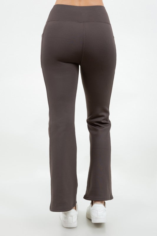 Fur Lined Winter Flare Pants With Pockets