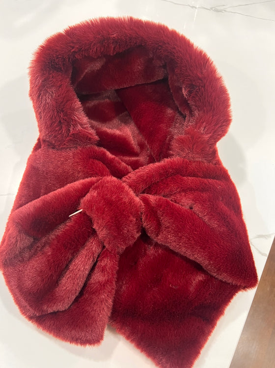 Red Faux Fur Hood