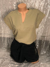V Neck Olive Blouse
