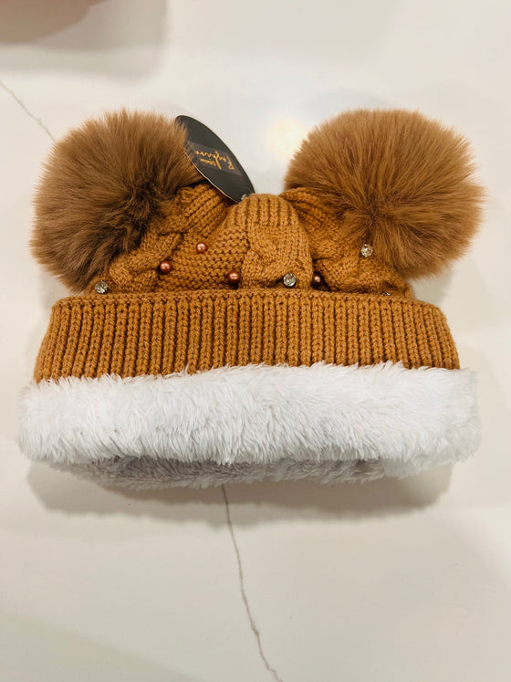 Bling Double Pom Pom Furlined Hat