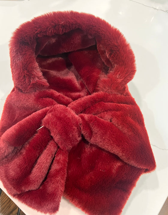 Red Faux Fur Hood