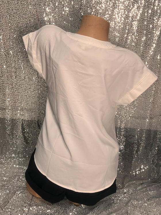 V Neck Ivory Blouse