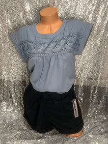  Floral Denim Blue Blouse