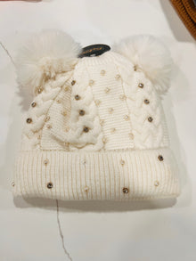  Bling Double Pom Pom Furlined Hat