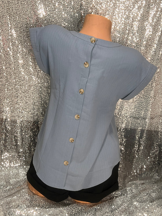 Floral Denim Blue Blouse