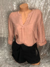 V Neck Blush Button Blouse