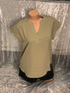 V Neck Olive Blouse