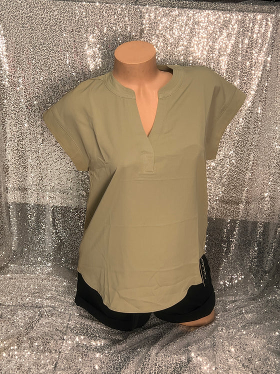 V Neck Olive Blouse
